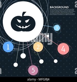 halloween pumpkin icon with the background to the point and with infographic style. Vector illustration Stock Vector