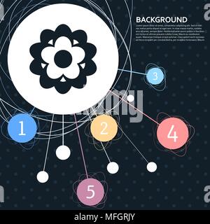 flower icon with the background to the point and with infographic style. Vector illustration Stock Vector