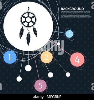Dreamcatcher icon with the background to the point and with infographic style. Vector illustration Stock Vector