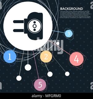 socket icon with the background to the point and with infographic style. Vector illustration Stock Vector