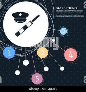 police of hat icon with the background to the point and with infographic style. Vector illustration Stock Vector