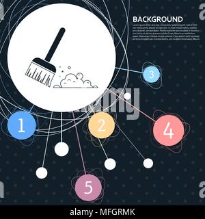 Broom icon with the background to the point and with infographic style. Vector illustration Stock Vector