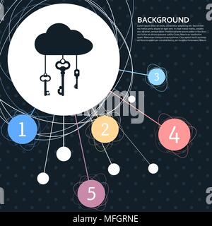 cloud computer storage with lock icon with the background to the point and with infographic style. Vector illustration Stock Vector