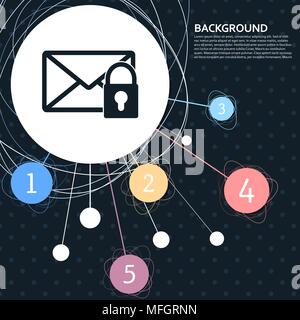 Secret mail icon with the background to the point and with infographic style. Vector illustration Stock Vector
