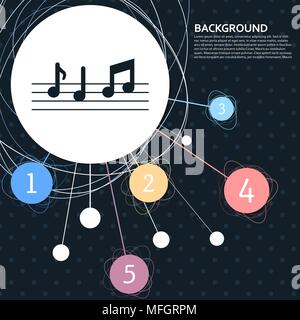 music notes icon with the background to the point and with infographic style. Vector illustration Stock Vector