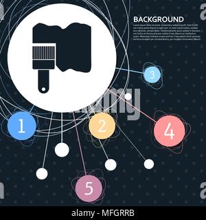 Paint brush icon vector with the background to the point and with infographic style. Vector illustration Stock Vector