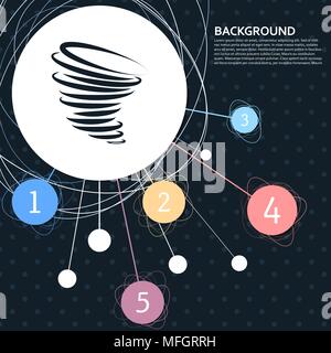 Tornado icon with the background to the point and with infographic style. Vector illustration Stock Vector