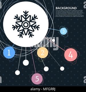 Snowflake icon with the background to the point and with infographic style. Vector illustration Stock Vector