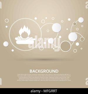 Fire Icon on a brown background with elegant style and modern design infographic. Vector illustration Stock Vector