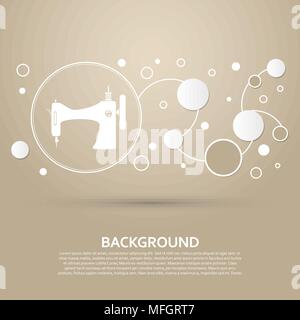 Sewing Machine icon on a brown background with elegant style and modern design infographic. Vector illustration Stock Vector
