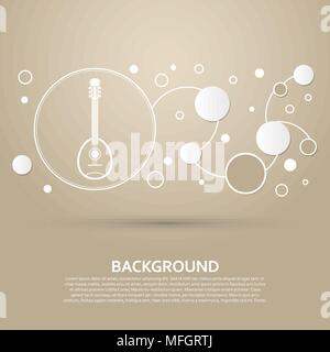 Guitar, music instrument icon on a brown background with elegant style and modern design infographic. Vector illustration Stock Vector