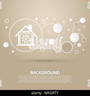 warm Home icon on a brown background with elegant style and modern design infographic. Vector illustration Stock Vector