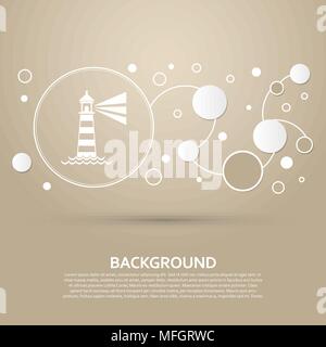 Lighthouse icon on a brown background with elegant style and modern design infographic. Vector illustration Stock Vector
