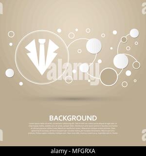 Necktie icon on a brown background with elegant style and modern design infographic. Vector illustration Stock Vector