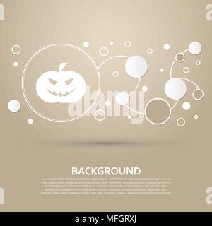 halloween pumpkin icon on a brown background with elegant style and modern design infographic. Vector illustration Stock Vector