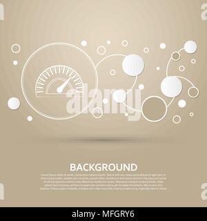 Speedometer icon on a brown background with elegant style and modern design infographic. Vector illustration Stock Vector