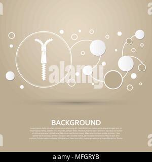 Zip icon on a brown background with elegant style and modern design infographic. Vector illustration Stock Vector