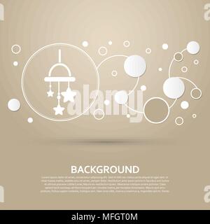 Baby crib hanging toy icon on a brown background with elegant style and modern design infographic. Vector illustration Stock Vector
