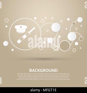 police of hat icon on a brown background with elegant style and modern design infographic. Vector illustration Stock Vector