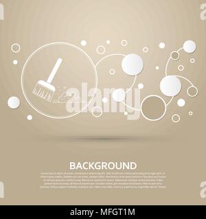 Broom icon on a brown background with elegant style and modern design infographic. Vector illustration Stock Vector