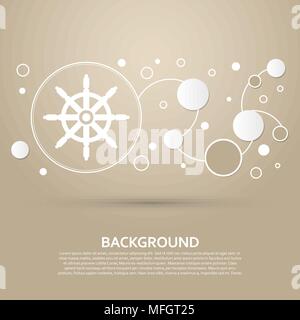 Ship steering wheel icon on a brown background with elegant style and modern design infographic. Vector illustration Stock Vector