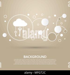 cloud computer storage with lock icon on a brown background with elegant style and modern design infographic. Vector illustration Stock Vector