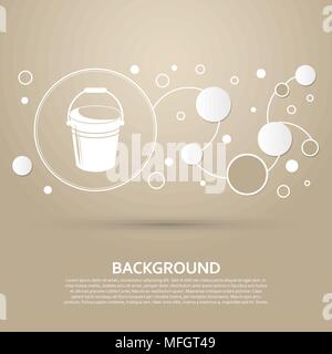 Bucket icon on a brown background with elegant style and modern design infographic. Vector illustration Stock Vector