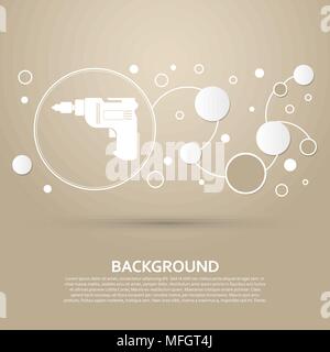Screwdriver, power drill icon on a brown background with elegant style and modern design infographic. Vector illustration Stock Vector