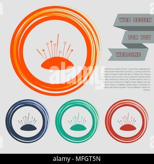 Sewing Needle icon on the red, blue, green, orange buttons for your website and design with space text. Vector illustration Stock Vector