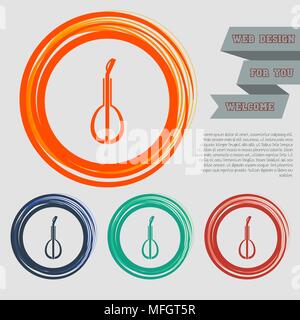 Balalaika icon on the red, blue, green, orange buttons for your website and design with space text. Vector illustration Stock Vector
