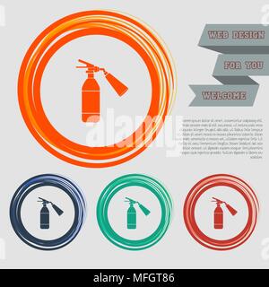 fire extinguisher Icon on the red, blue, green, orange buttons for your website and design with space text. Vector illustration Stock Vector