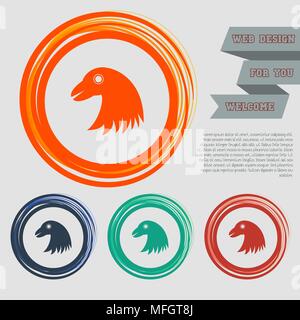 eagle icon on the red, blue, green, orange buttons for your website and design with space text. Vector illustration Stock Vector