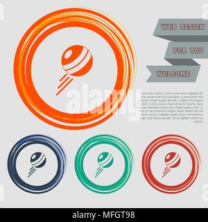 pokeball icon on the red, blue, green, orange buttons for your website and design with space text. Vector illustration Stock Vector