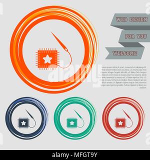 patch icon on the red, blue, green, orange buttons for your website and design with space text. Vector illustration Stock Vector