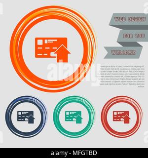 Send money with credit card icon on the red, blue, green, orange buttons for your website and design with space text. Vector illustration Stock Vector