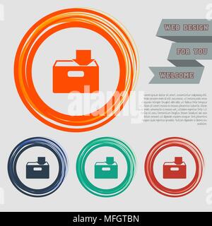 download to hdd icon on the red, blue, green, orange buttons for your website and design with space text. Vector illustration Stock Vector