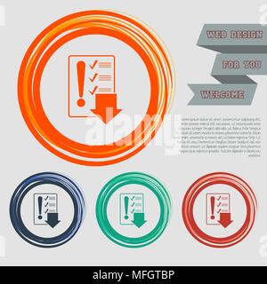 Pictograph of checklist icon on the red, blue, green, orange buttons for your website and design with space text. Vector illustration Stock Vector