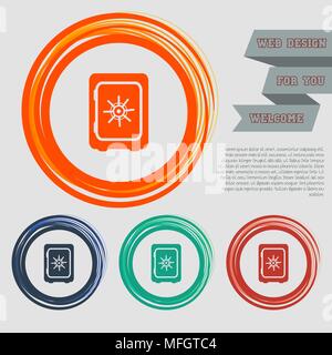 Safe money icon on the red, blue, green, orange buttons for your website and design with space text. Vector illustration Stock Vector