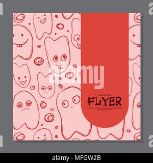 Flyers with Funny faces, cartoon-style on background. It can be used as invitation or card. Vector illustration Stock Vector