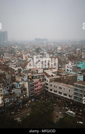 rooftops and smog from above on a busy day in Delhi, India Stock Photo ...