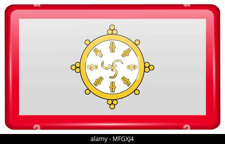 Flags of SIKKIM in the form of a magnet on refrigerator with reflections light. Vector illustration Stock Vector