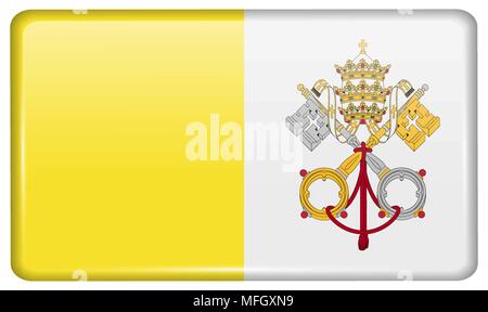 Flags of Vatican CityHoly See in the form of a magnet on refrigerator with reflections light. Vector illustration Stock Vector