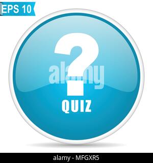 Quiz blue glossy round vector icon in eps 10. Editable modern design internet button on white background. Stock Vector
