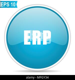 Erp blue glossy round vector icon in eps 10. Editable modern design internet button on white background. Stock Vector