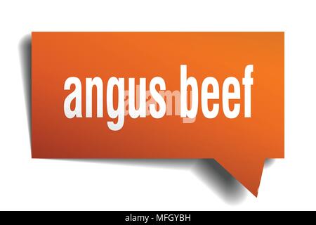 angus beef orange 3d square isolated speech bubble Stock Vector