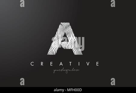 A Letter Logo with Zebra Lines Texture Design Vector Illustration. Stock Vector