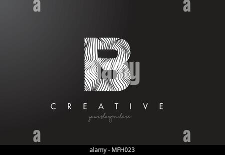 B Letter Logo with Zebra Lines Texture Design Vector Illustration. Stock Vector