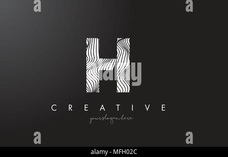 H Letter Logo with Zebra Lines Texture Design Vector Illustration. Stock Vector