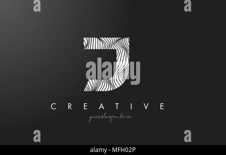 J Letter Logo with Zebra Lines Texture Design Vector Illustration. Stock Vector