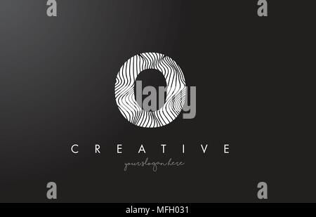 O Letter Logo with Zebra Lines Texture Design Vector Illustration. Stock Vector